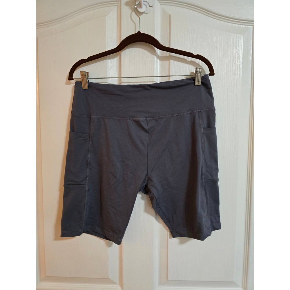 Athletic Works Womens Dark Gray Bike Shorts Pockets XXLarge Workout Gym /0322